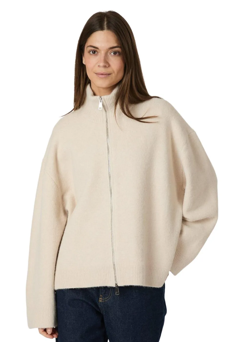 Asley Zip Knit Cardigan>Neo Noir Hot