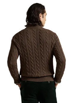 Cable Knit Cotton Quater Zip Sweater><noscript><img width=