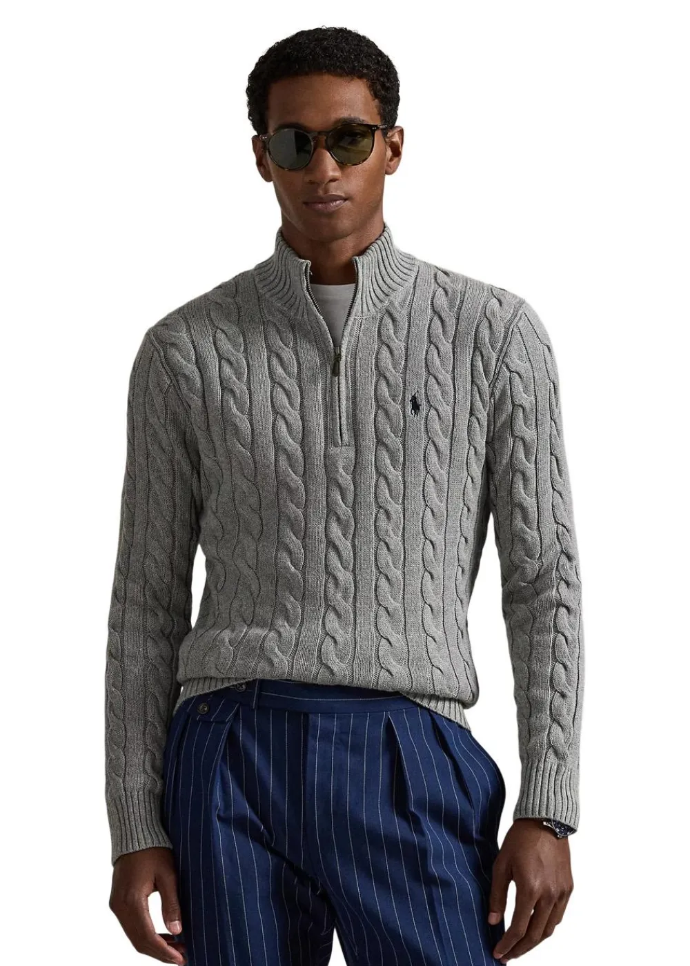 Cable Knit Cotton Quater Zip Sweater>Ralph Lauren Best