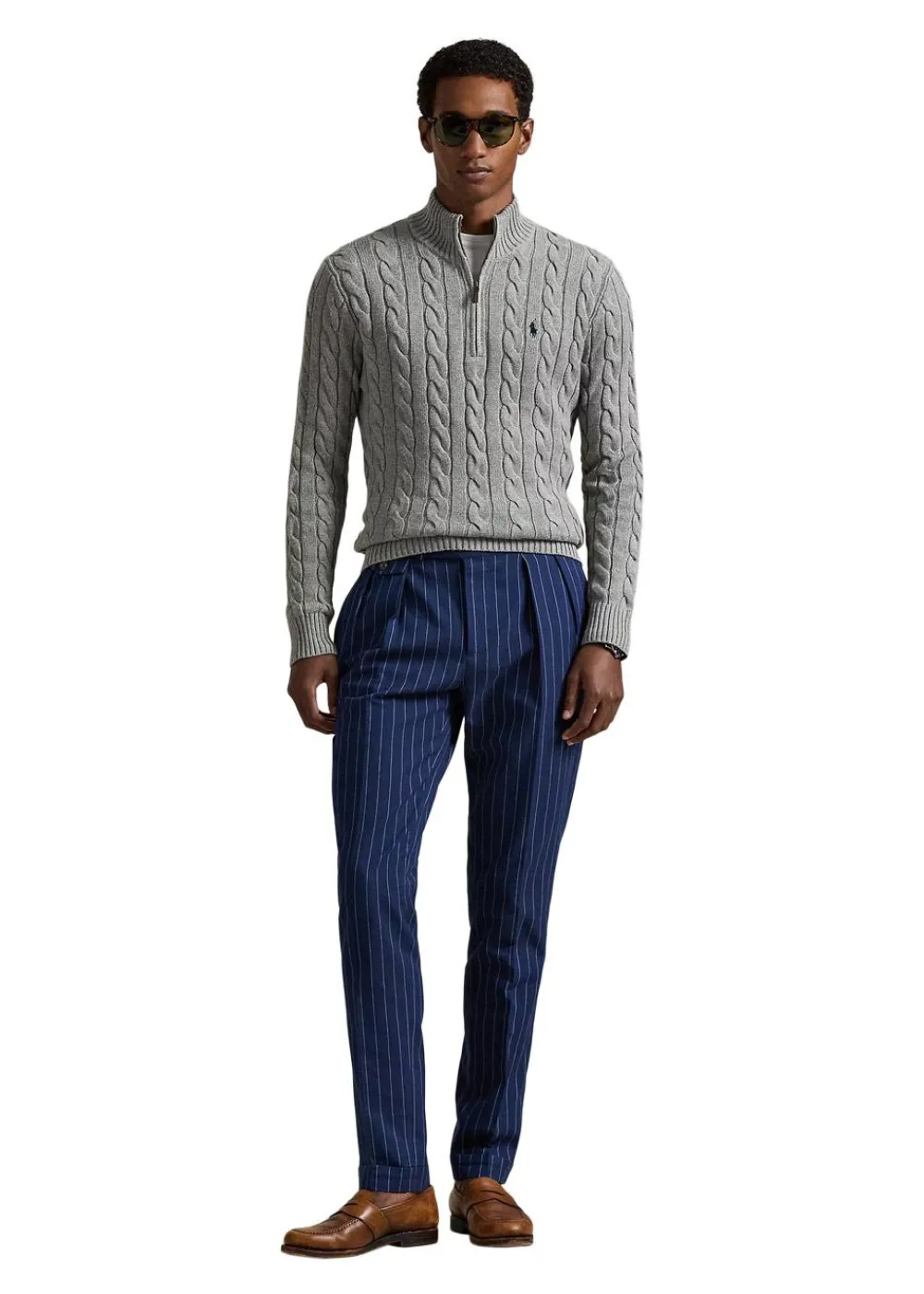 Cable Knit Cotton Quater Zip Sweater>Ralph Lauren Best