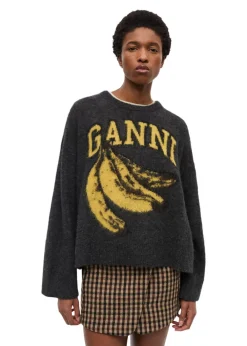 Fine Brushed Alpaca Banana Oversized O-neck></noscript>Ganni Clearance