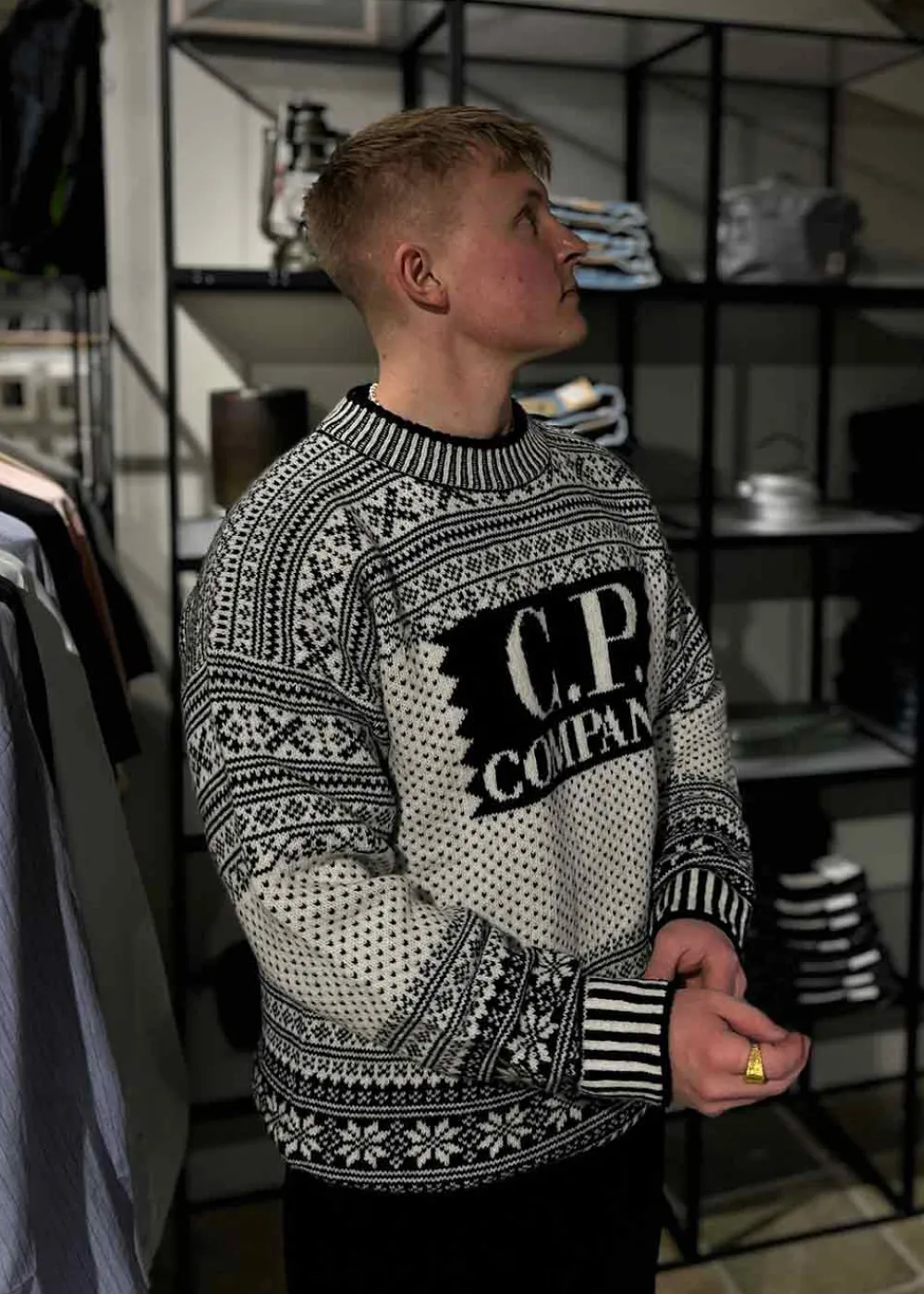 KNITWEAR CREW NECK LOGO LAMBSWOOL>C.P. Company Sale