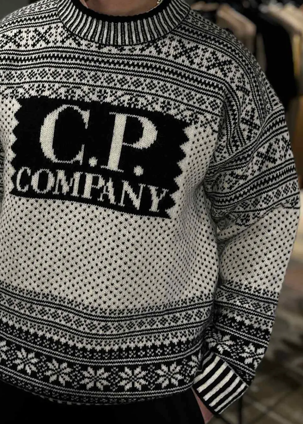 KNITWEAR CREW NECK LOGO LAMBSWOOL>C.P. Company Sale