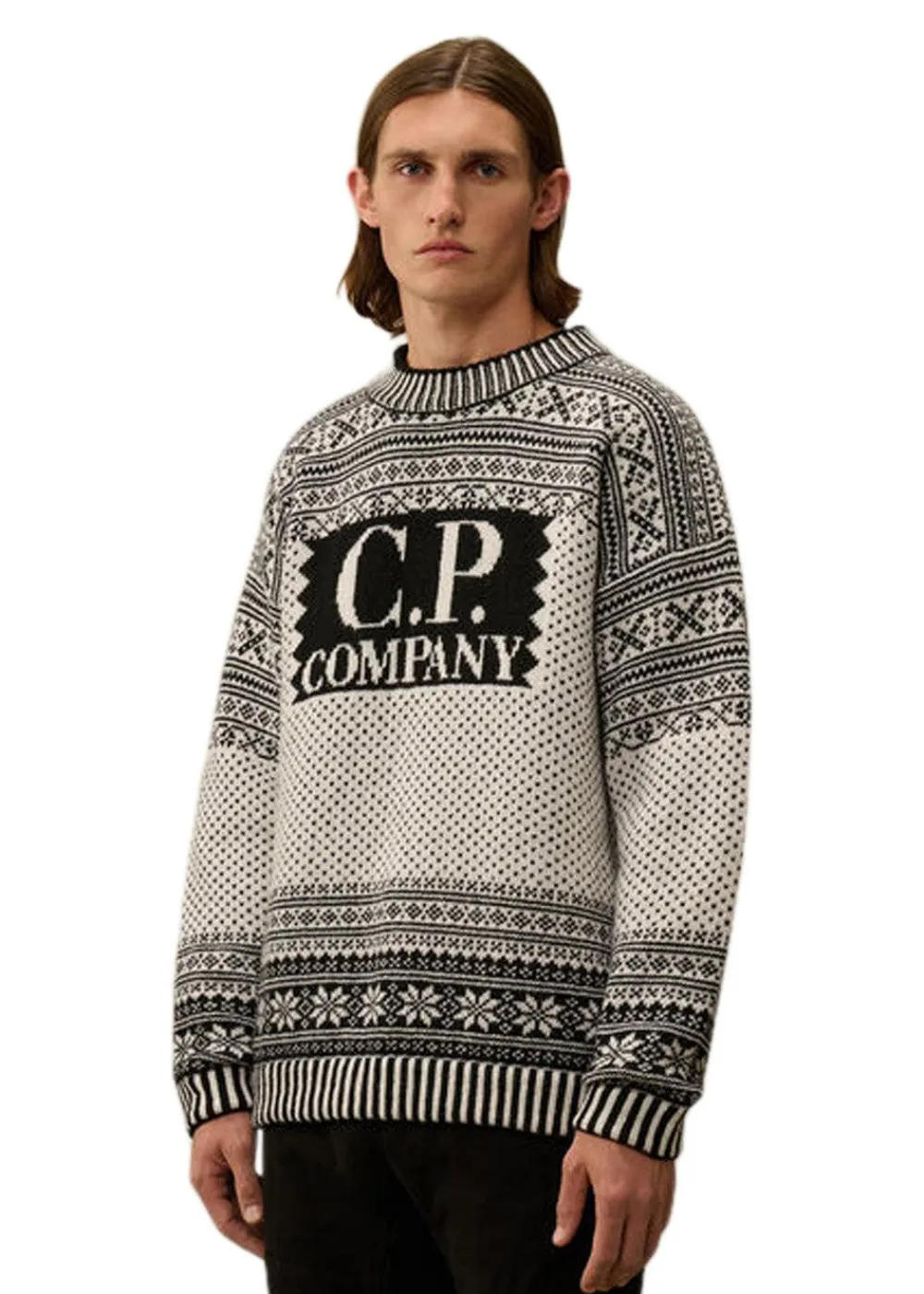 KNITWEAR CREW NECK LOGO LAMBSWOOL>C.P. Company Sale