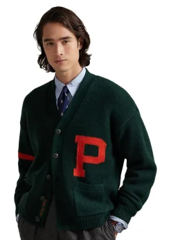 Wool V-Neck Letter Cardigan>Ralph Lauren Clearance