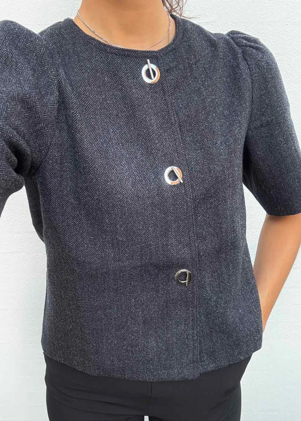 Xanthe Herringbone Blazer>Neo Noir Discount