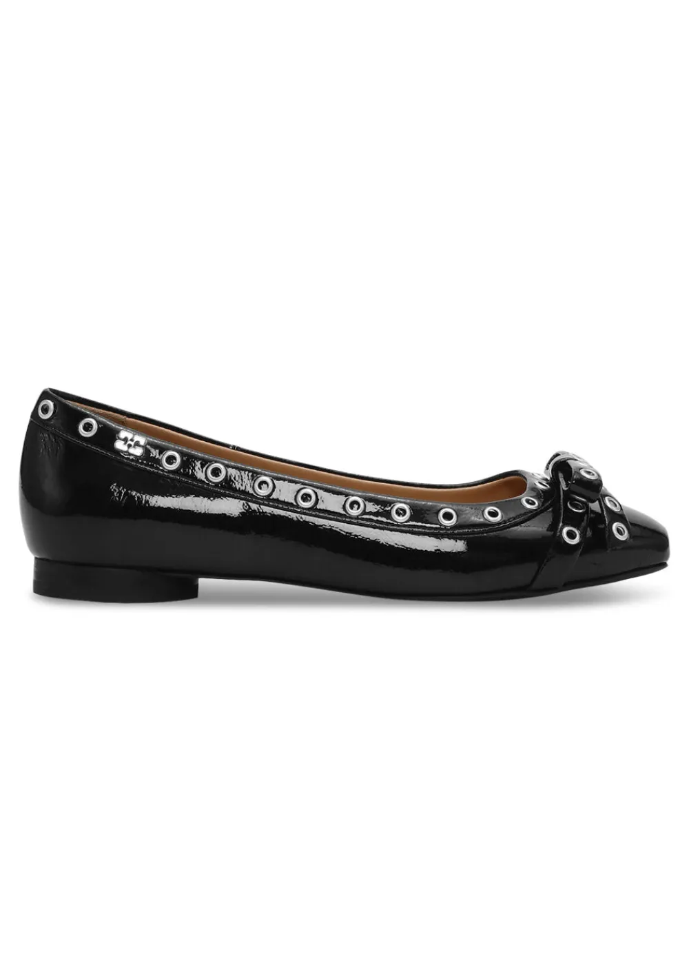 Eyelets Bow Ballerina Naplack>Ganni Hot