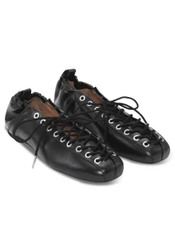 Eyelets Lace Up Ballerina Crinkle Oleatex><noscript><img width=