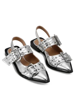 Feminine Buckle Ballerina Metallic><noscript><img width=