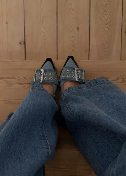 Feminine Buckle Ballerina Charms Denim><noscript><img width=