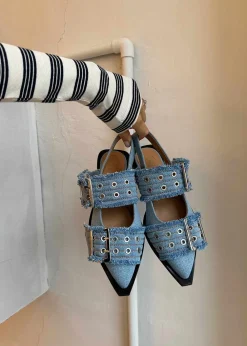 Feminine Buckle Ballerina Charms Denim><noscript><img width=