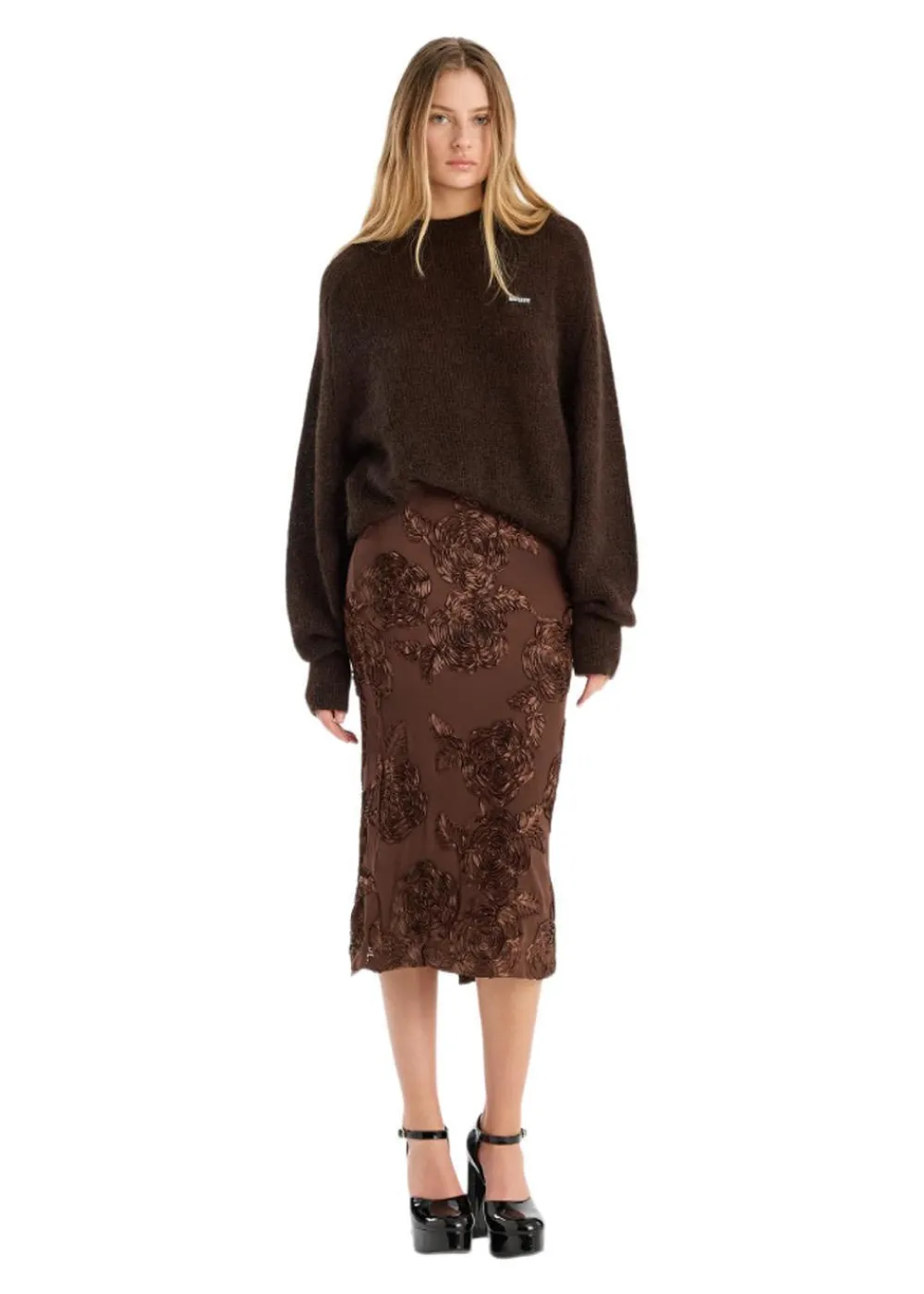 FLOWER MESH PENCIL SKIRT>Rotate