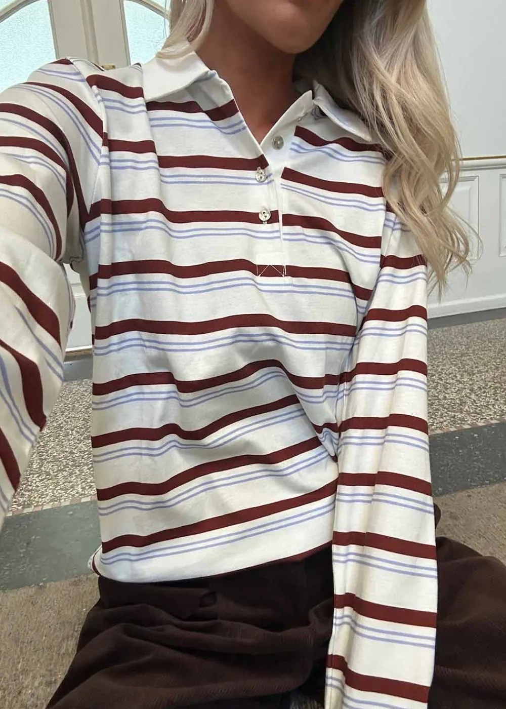 Hellenmd LS stripe polo>Modström Discount