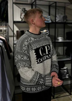 KNITWEAR CREW NECK LOGO LAMBSWOOL>C.P. Company Sale