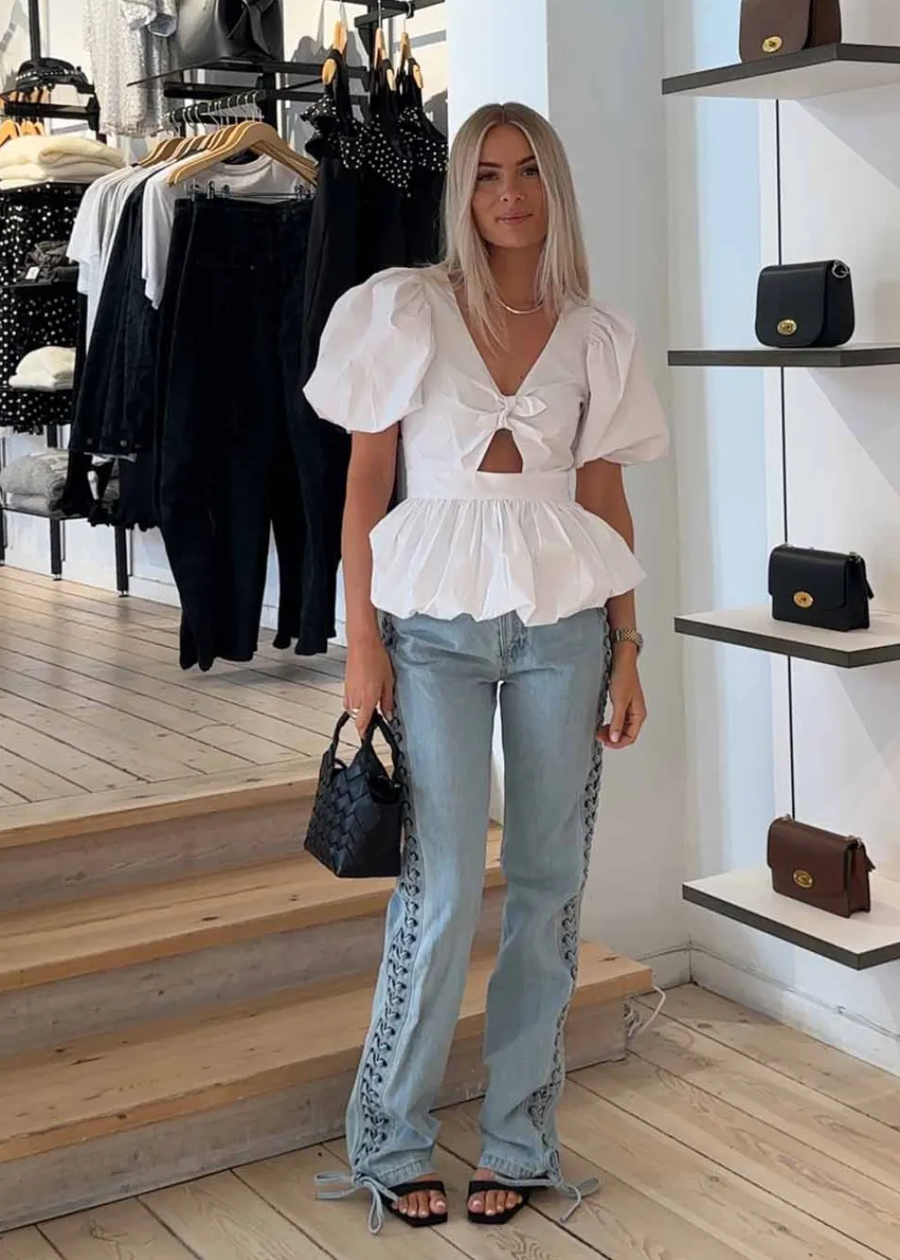 Laced Straight Leg Jeans>Rotate Outlet