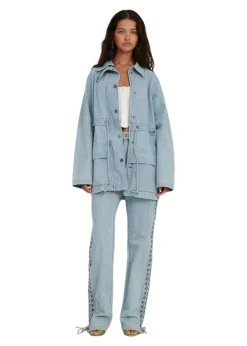 Laced Straight Leg Jeans><noscript><img width=