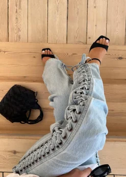 Laced Straight Leg Jeans><noscript><img width=