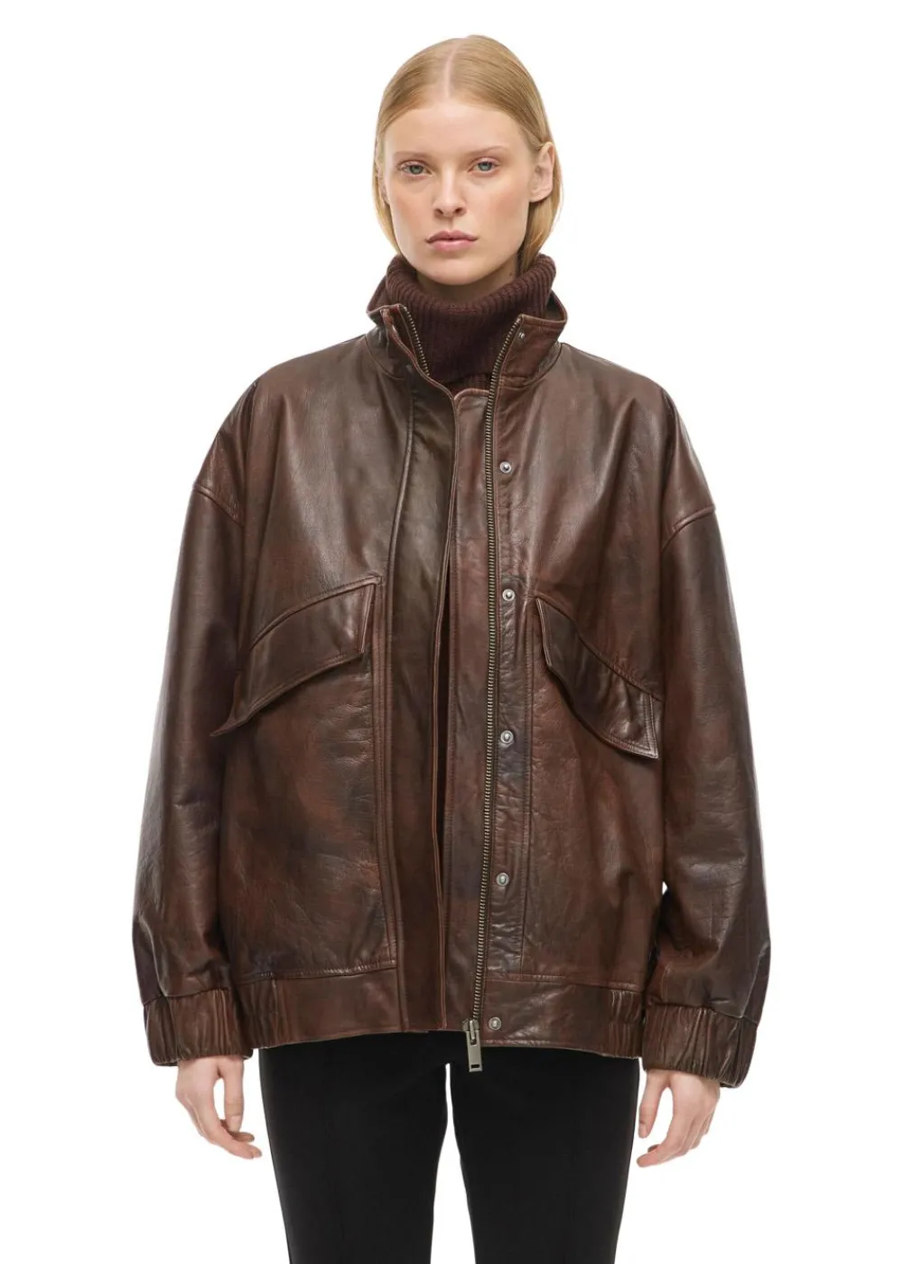 OVERSIZED LEATHER JACKET>ROUGE EDIT Hot