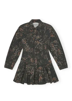 Printed Stretch Cotton Buttoned Mini Dress>Ganni Discount