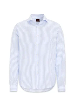 Reg Fit Wide Spread Linen Venetian Stripe Shirt>Oscar Jacobson Best