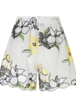 SCALLOPED ELASTICATED WAISTBAND SHORTS><noscript><img width=
