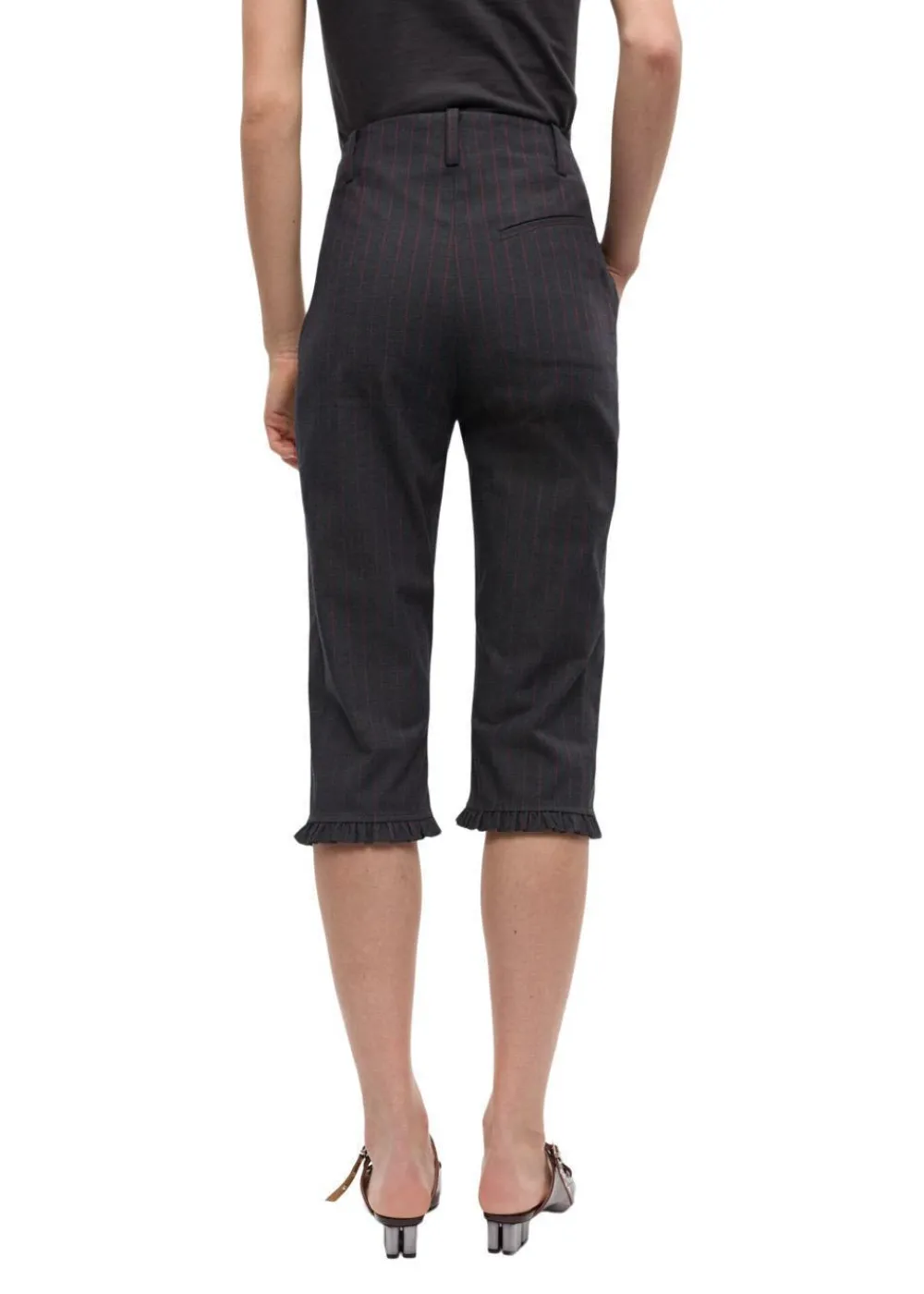 Stretch Stripe Tailoring Capri Pants>Ganni Clearance