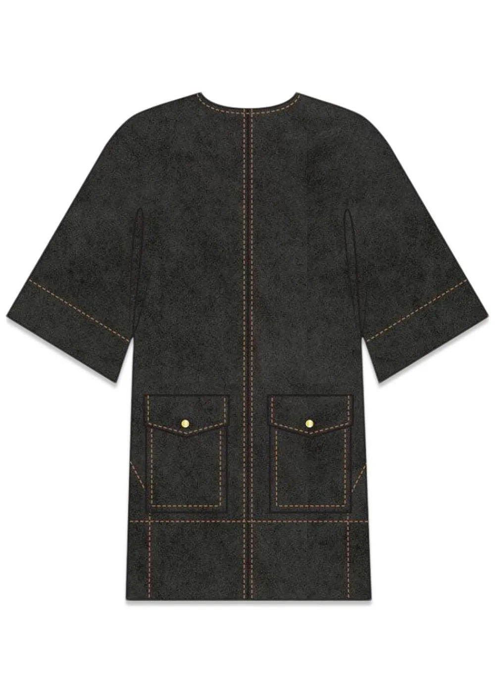 Washed Stretch Cotton Boxy Kimono Mini Dress>Ganni New